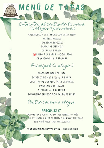 Asador Aguilar Segorbe menu 7