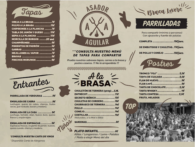 Asador Aguilar Segorbe menu 5