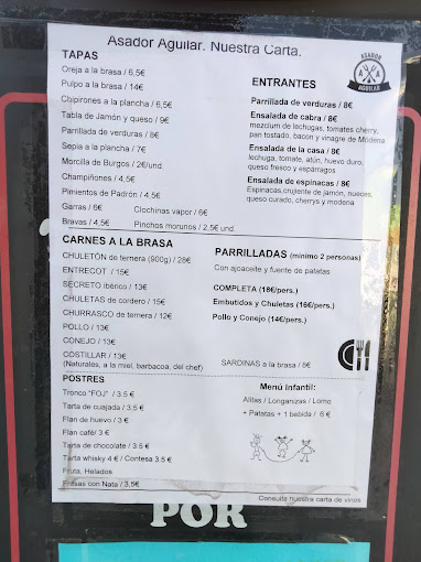 Asador Aguilar Segorbe menu 4
